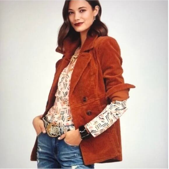 Cabi Rust Corduroy Jacket Style 4123 Wide Corduroy Double Breasted Blazer M - Picture 1 of 14
